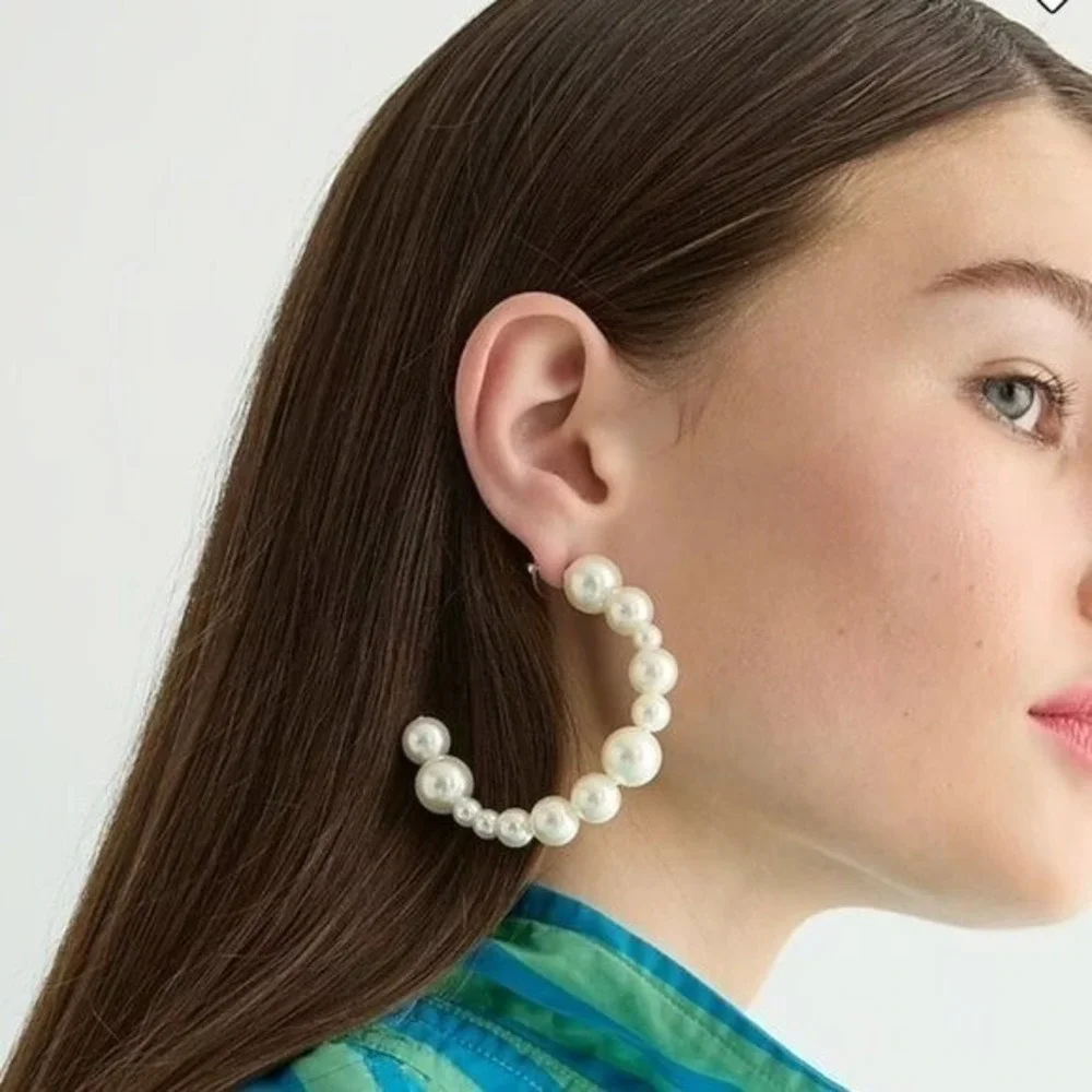 J. Crew‎ Women's Mixed Pearl Hoop Earrings